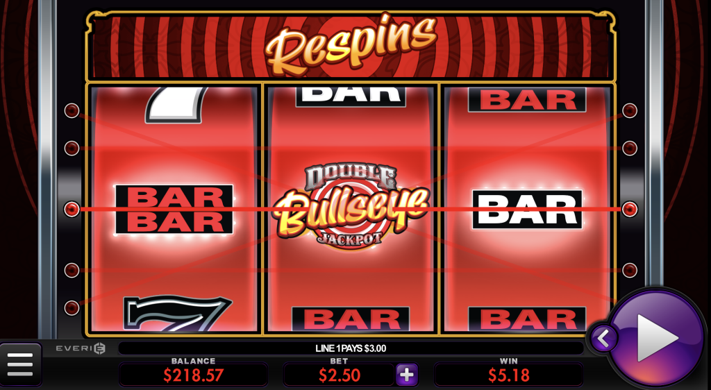 Double Jackpot Bullseye slot machine respin